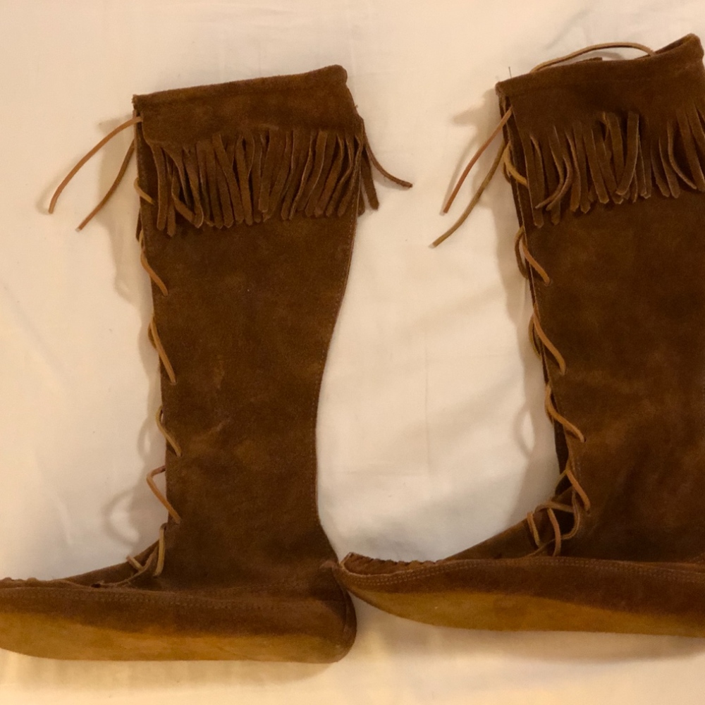 Minnetonka Front-Lace Knee High Moccasin Boots